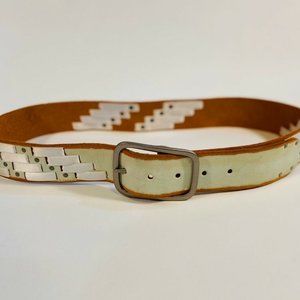 NWOT Linea Pelle Leather Belt Off White Sz Large